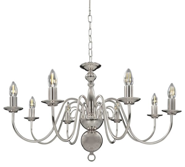 Chandelier Silver 8 x E14 Bulbs