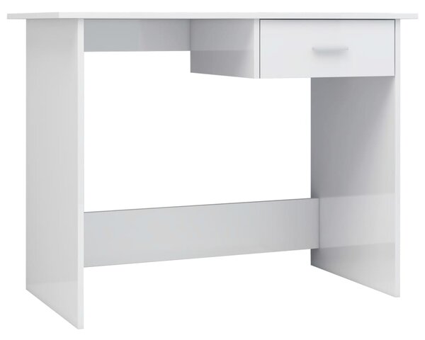 Desk High Gloss White 100x50x76 cm Engineered Wood