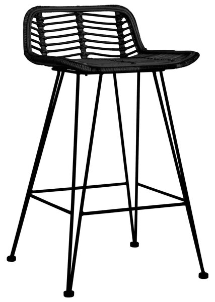 Bar Chairs 2 pcs Black Rattan