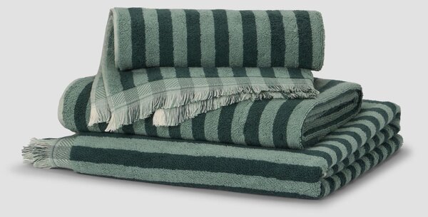 Pine Green Pembroke Stripe Cotton Towels | Hand Towel | Piglet in Bed