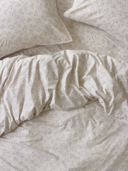 Cream Spring Sprig Cotton Duvet Cover | Single | Piglet in Bed