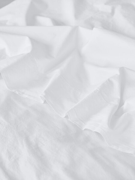 White Washed Cotton Percale Flat Sheet | Single | Piglet in Bed