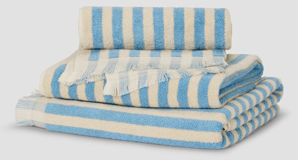 Coastal Blue Pembroke Stripe Cotton Towels | Hand Towel | Piglet in Bed