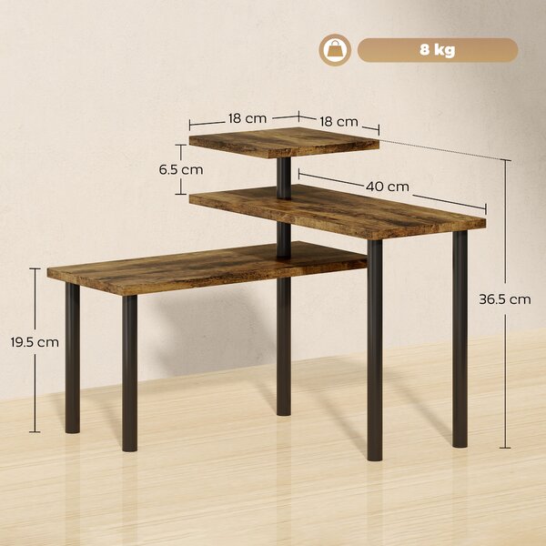 HOMCOM 3-Tier Bakers Rack with Storage, Kitchen Storage Unit, Steel Microwave Stand with Shelves, Rustic Brown