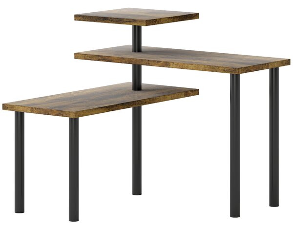 HOMCOM 3-Tier Bakers Rack with Storage, Kitchen Storage Unit, Steel Microwave Stand with Shelves, Rustic Brown