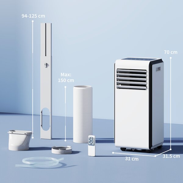 HOMCOM Portable Air Conditioner 7000 BTU, 4-in-1 Air Conditioning Unit with Cooling, Dehumidifier, Fan, Sleep Mode, White