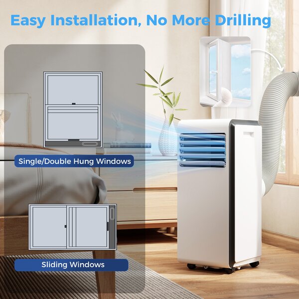 HOMCOM Portable Air Conditioner 7000 BTU, 4-in-1 Air Conditioning Unit with Cooling, Dehumidifier, Fan, Sleep Mode, White