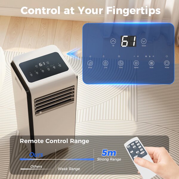 HOMCOM Portable Air Conditioner 7000 BTU, 4-in-1 Air Conditioning Unit with Cooling, Dehumidifier, Fan, Sleep Mode, White