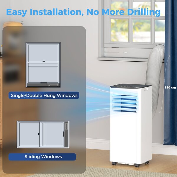 HOMCOM Portable Air Conditioner 5000 BTU, 4-in-1 AC Unit with Cool, Dehumidifier, Fan, Sleep Mode, WiFi Voice Remote Control