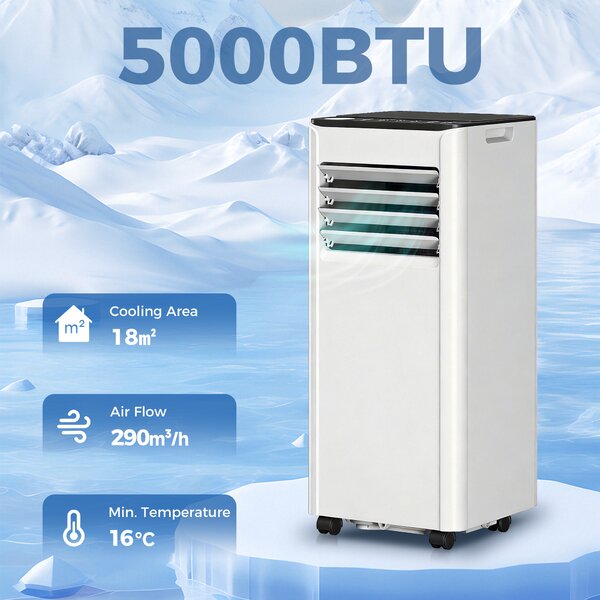 HOMCOM Portable Air Conditioner 5000 BTU, 4-in-1 AC Unit with Cool, Dehumidifier, Fan, Sleep Mode, WiFi Voice Remote Control