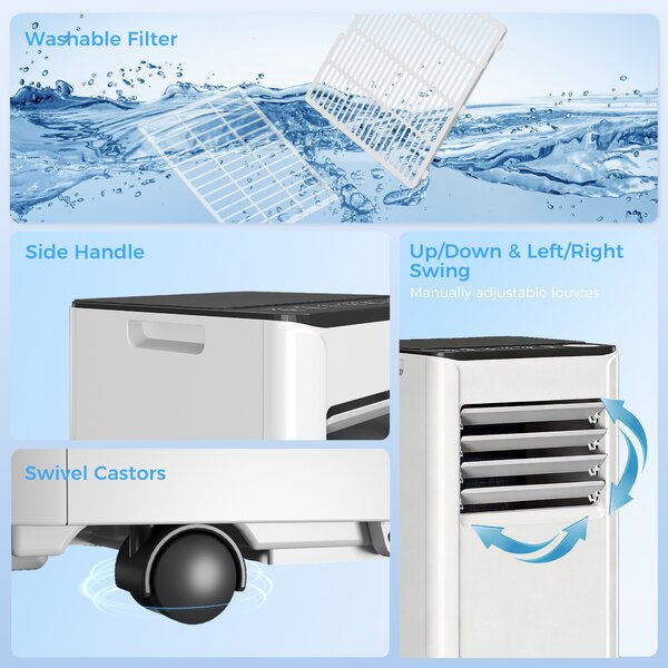 HOMCOM Portable Air Conditioner 5000 BTU, 4-in-1 AC Unit with Cool, Dehumidifier, Fan, Sleep Mode, WiFi Voice Remote Control
