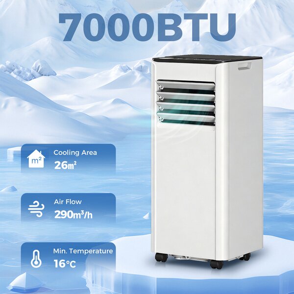 HOMCOM Portable Air Conditioner 7000 BTU, 4-in-1 AC Unit with Cool, Dehumidifier, Fan, Sleep Mode, WiFi Voice Remote Control Aosom UK