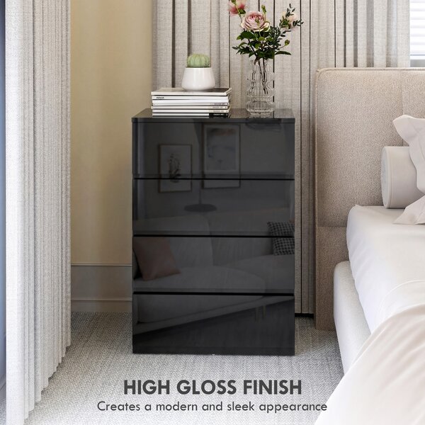 HOMCOM Chest of Drawers, 4-Drawer Storage Cabinets, Modern Dresser, Storage Drawer Unit for Bedroom