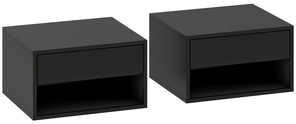 HOMCOM Floating Bedside Tables Set of 2, Wall Mounted Nightstand, Black