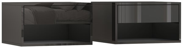 HOMCOM Floating Bedside Tables Set of 2, Wall Mounted Nightstand, High Gloss Black