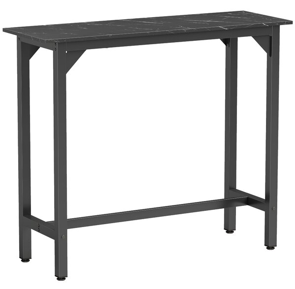 HOMCOM Rectangular Bar Table, Marble Effect Pub Coffee Table for Small Space, Breakfast Dining, Black Marble Effect