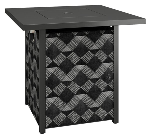 Outsunny Square Propane Gas Fire Pit Table,12 KW Firepit Outdoor Patio Heater with Glass Wind Guard, Lava Rocks, Gas Tank Holder