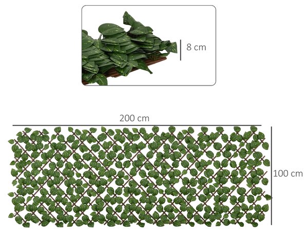 Outsunny Set of 2 Expandable Artificial Trellis Hedges – Realistic Leaf Privacy Screen, 2 x 1 m