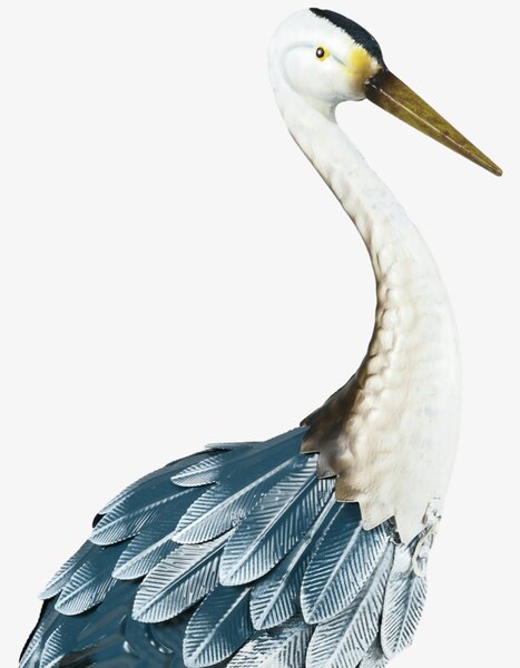 Outsunny Heron Garden Statues, Standing Garden Ornament, Metal Garden Gift with Stakes, Blue & White