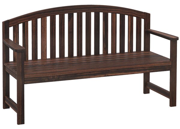 Outsunny 2 Seater Wooden Garden Bench with Armrest, Outdoor Furniture Chair for Park, Balcony, Carbonised Finish