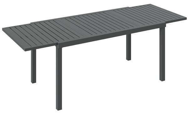 Outsunny Extending Garden Table for 6-8 People, Full Aluminium Outdoor Dining Table with Slatted Top, Dark Grey