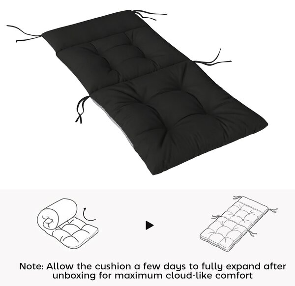 Outsunny Patio Chair Cushions Set of 4, Waterproof Non-Slip Lounge Chair Cushions, 112x53cm, Black