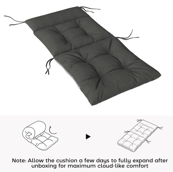 Outsunny Patio Chair Cushions Set of 4, Waterproof Non-Slip Lounge Chair Cushions, 112x53cm, Dark Grey
