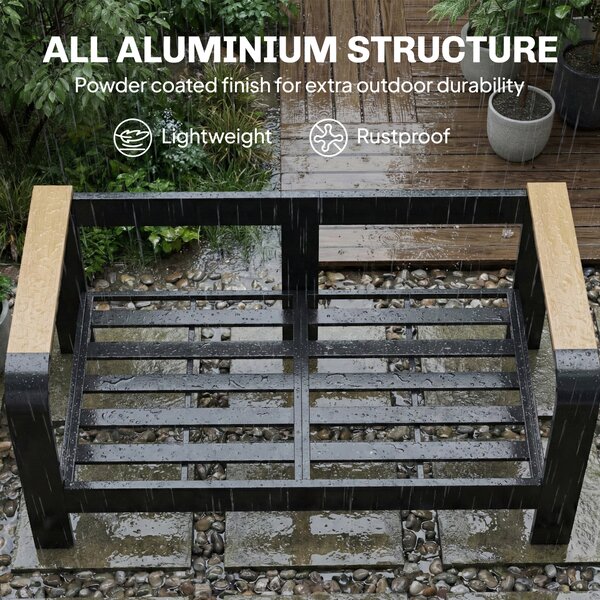 Outsunny 4 Seater Aluminium Garden Furniture Set, Olefin Cushions, Garden Sofa Set with Loveseat, Armchairs, Table, Beige