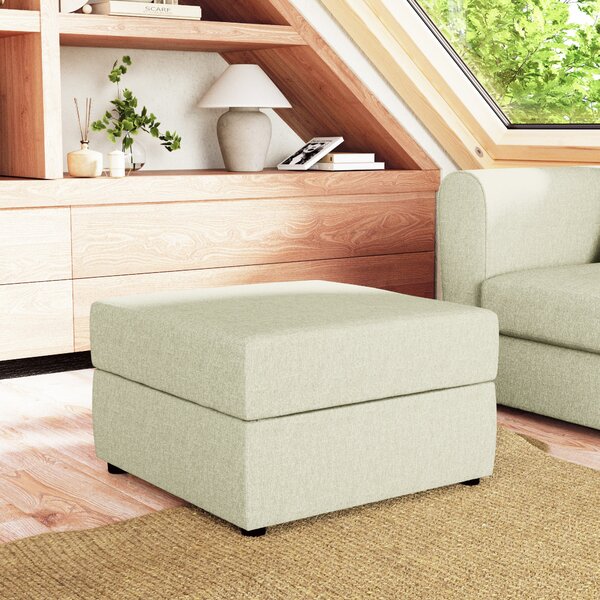 Square Soft Texture Storage Footstool Soft Green