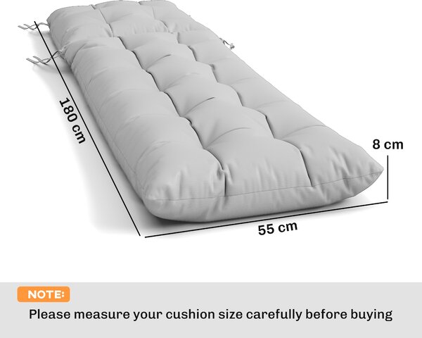 Outsunny Sun Lounger Cushions Only, Garden Lounge Chair Cushions Set of 2, Sunbed Replacement Pads with 4 Ties, Light Grey