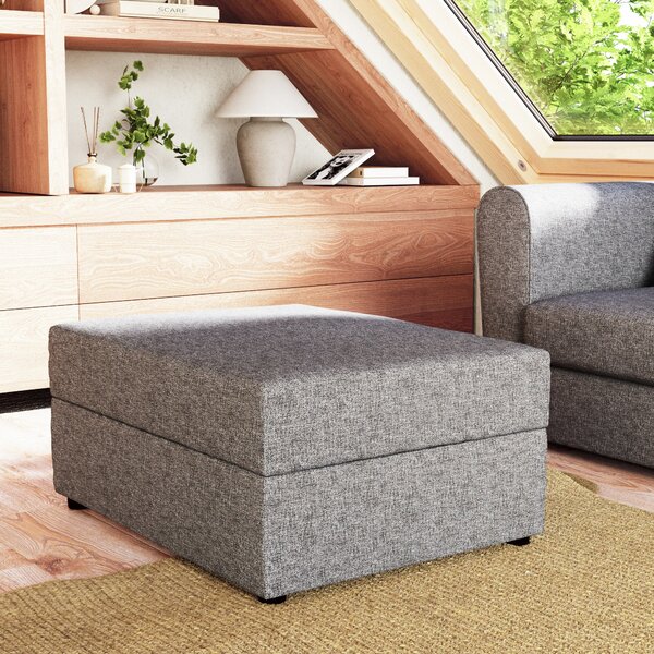 Rectangle Tonal Weave Storage Footstool Grey