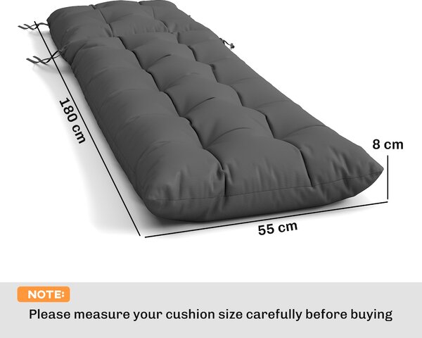Outsunny Sun Lounger Cushions Only, Garden Lounge Chair Cushions Set of 2, Sunbed Replacement Pads with 4 Ties, Dark Grey