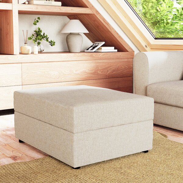 Rectangle Soft Texture Storage Footstool Natural