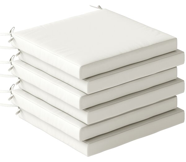 Outsunny Set of 6 Outdoor Seat Cushions with Machine Washable Cover, Water Repellent Seat Cushions Cream White