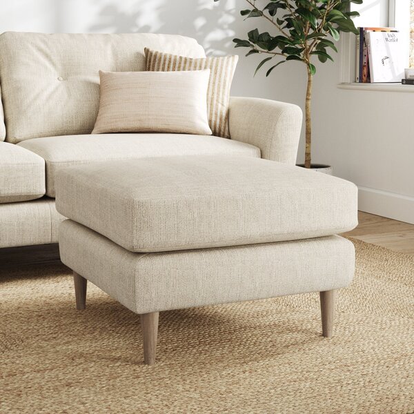 Sven Chunky Tonal Weave Footstool Ivory