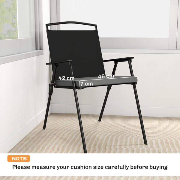 Outsunny Set of 6 Outdoor Seat Cushions with Machine Washable Cover, Water Repellent Seat Cushions Dark Grey