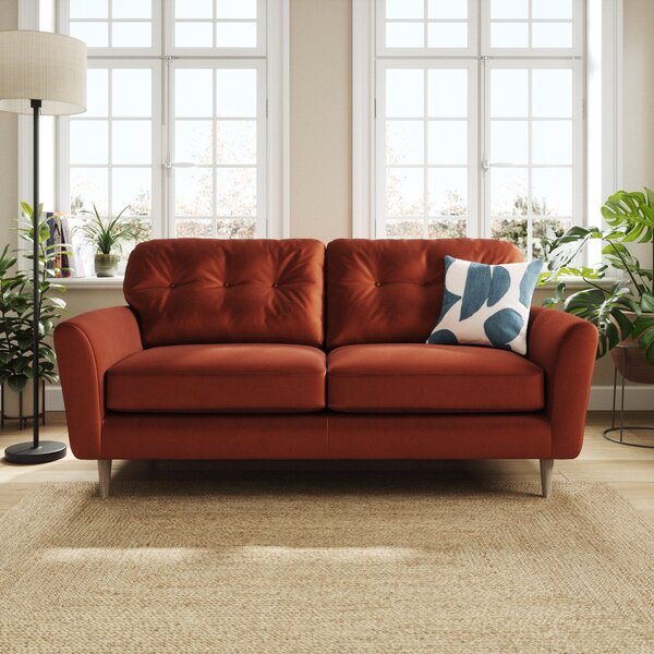 Sven Opulent Velvet 3 Seater Sofa Orange Umber