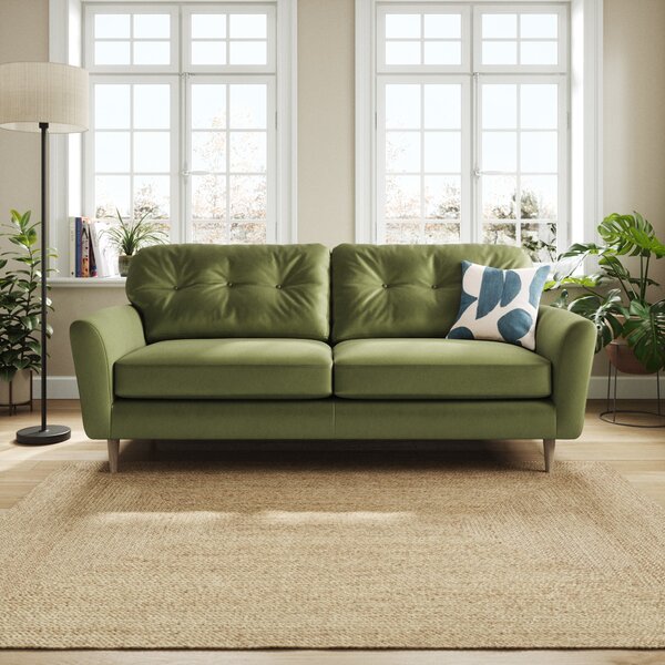 Sven Opulent Velvet 4 Seater Sofa Dark Olive