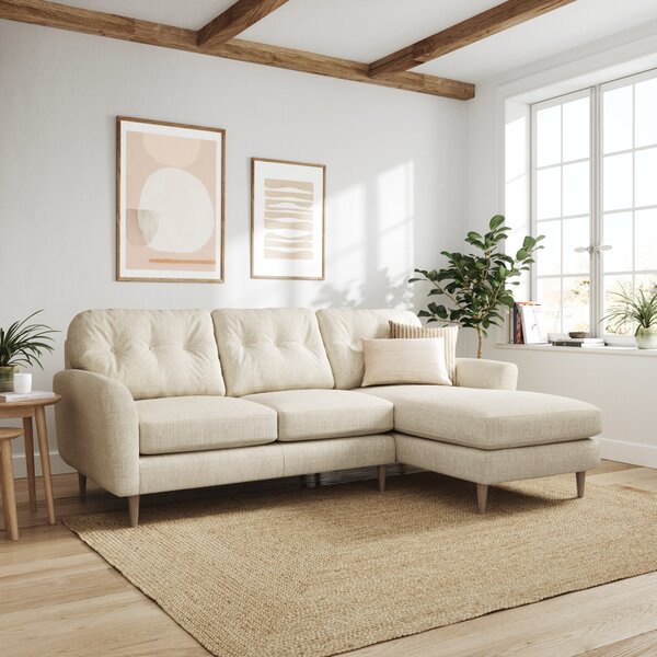 Sven Chunky Tonal Weave Large Corner Chaise Sofa Ivory