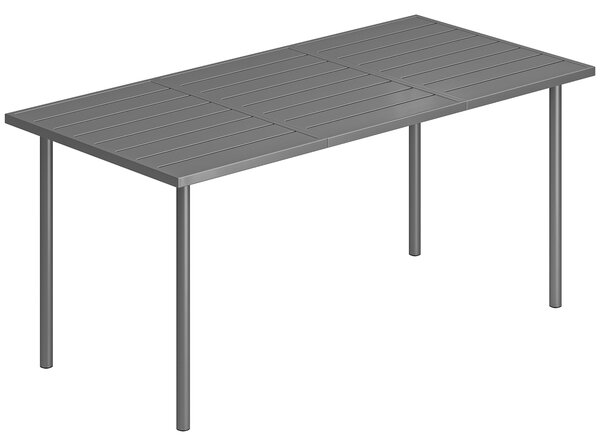 Outsunny Garden Dining Table for 6 Person, 165 x 80 cm Rectangular Outdoor Dining Table with Slatted Top