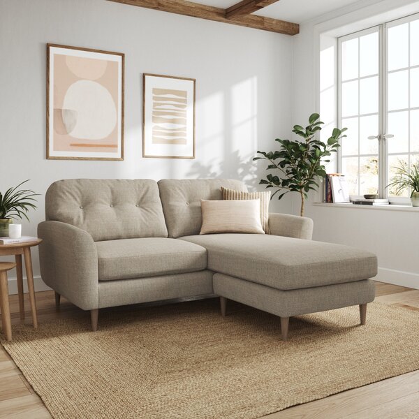 Sven Chunky Tonal Weave Reversible Corner Chaise Sofa Natural