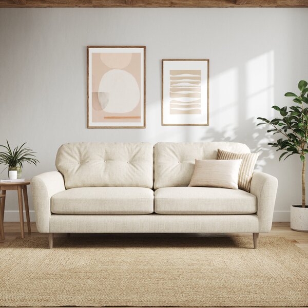 Sven Chunky Tonal Weave 4 Seater Sofa Ivory