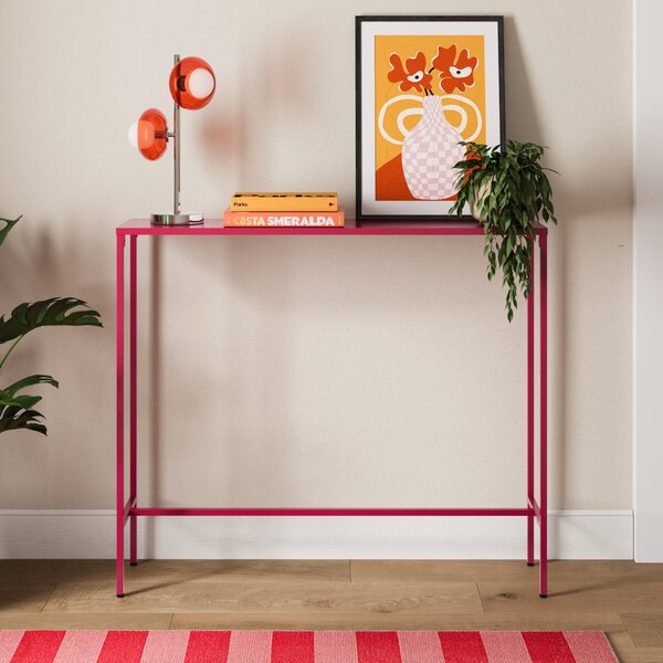 Cerano Slim Console Table, Metal Magenta