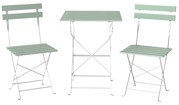 Outsunny Outdoor Bistro Set Folding Patio Furniture Set with 2 Chairs Table for 2 People White and Green