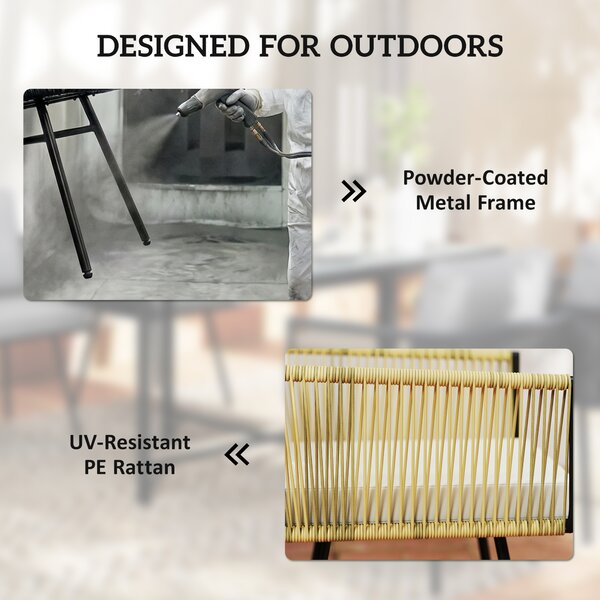 Outsunny 5 Piece Garden Furniture Set, Garden Dining Set with Wood-Plastic Table and 4 Stackable Chairs, Beige