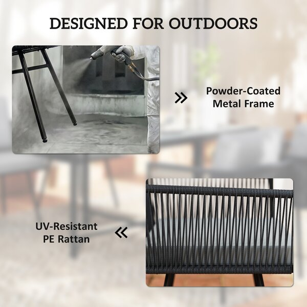 Outsunny 5 Piece Garden Furniture Set, Garden Dining Set with Wood-Plastic Table and 4 Stackable Chairs, Light Grey