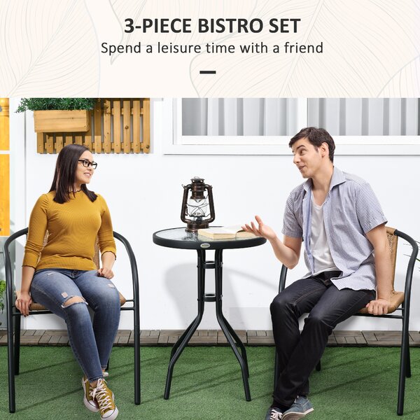 Outsunny 3 Pieces Rattan Bistro Set - Brown