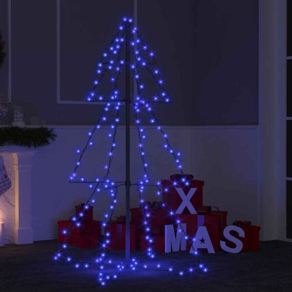 Aurelia 120cm Metal Christmas Cone Tree With 160 LEDs - Blue