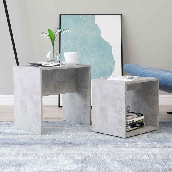 Ramona Wooden Nesting Coffee Table - Concrete Grey
