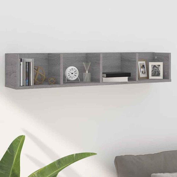 Ramona 100cm Wooden Wall Hung Shelving Unit - Grey Sonoma
